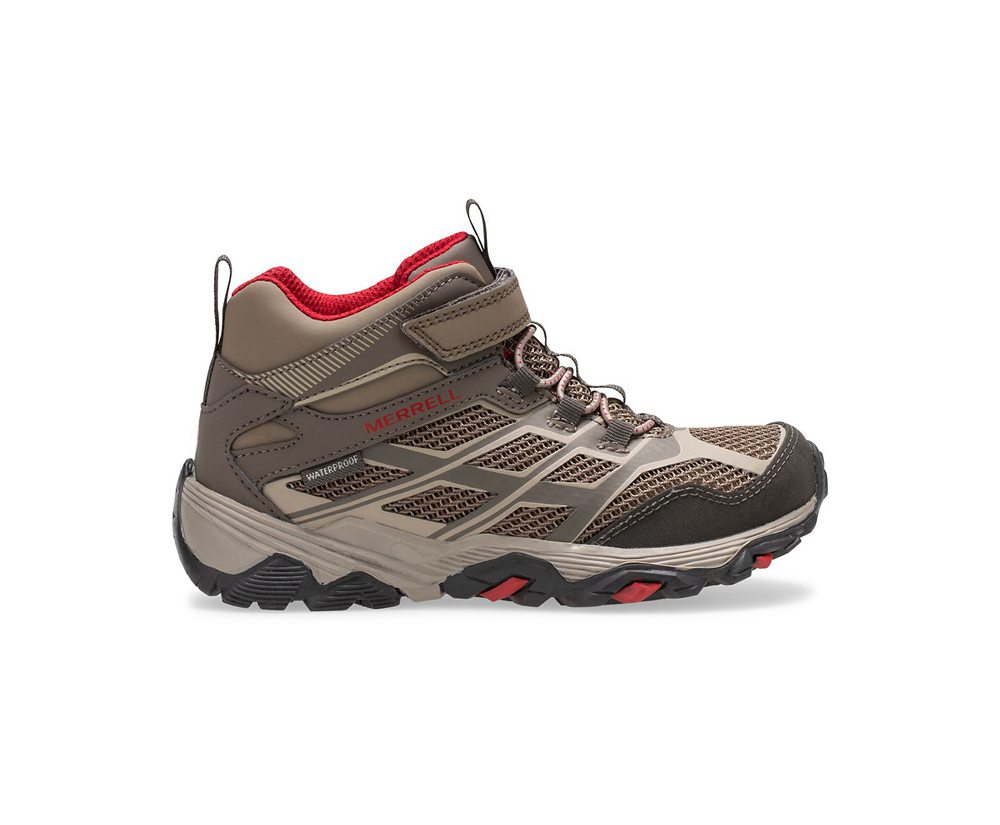 Merrell Hiking Shoes Brown - Moab FST Mid A/C Waterproof - Kids 68YHLSKDJ